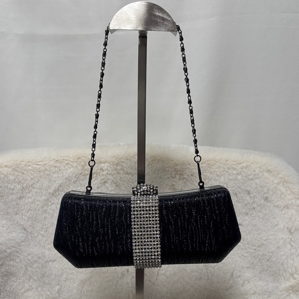 Elegant Black Clutch with Rhinestone Detail